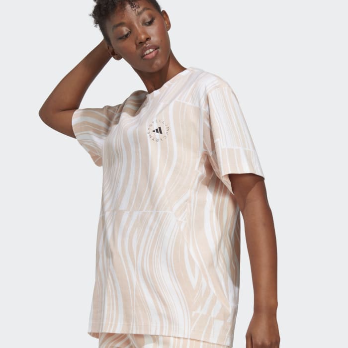 Pink and on sale white adidas shirt