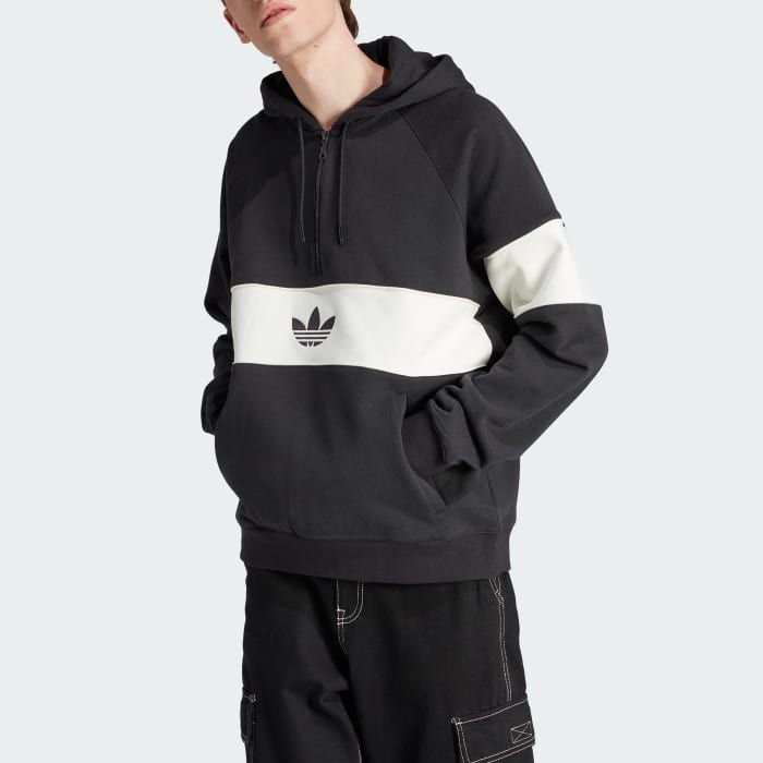 Mens black adidas trefoil hoodie online