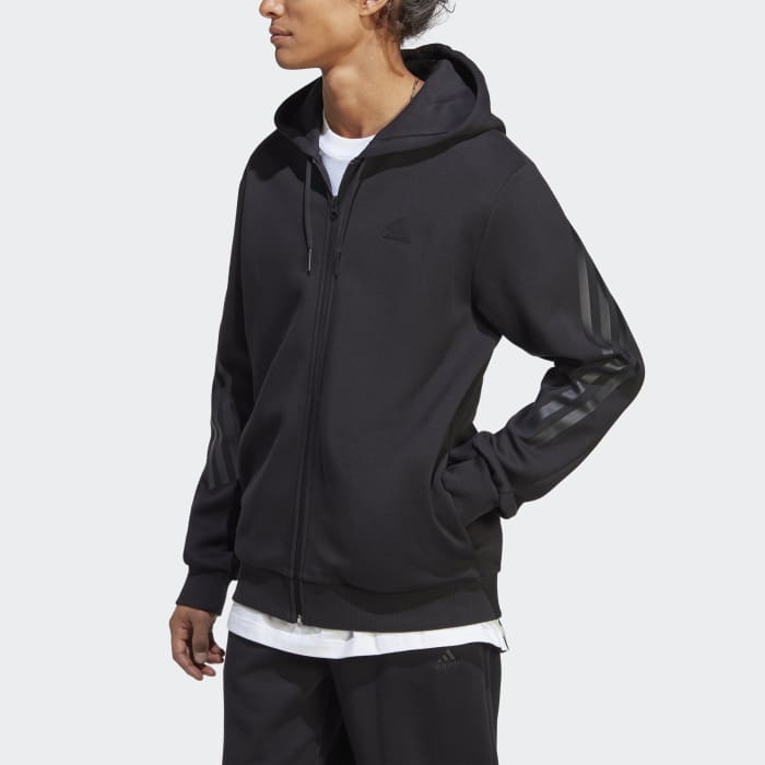 Adidas black hoodie mens sales