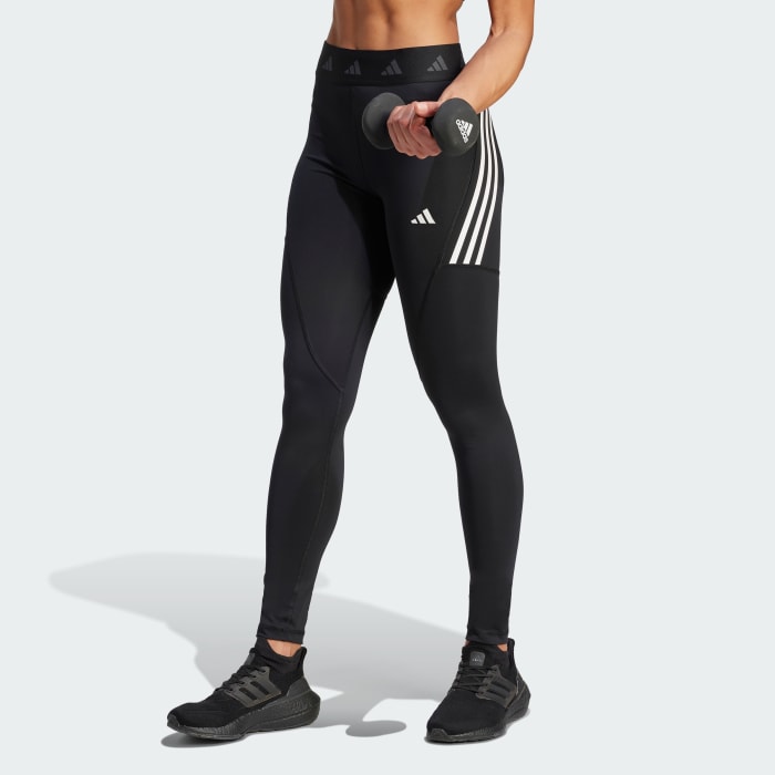 adidas Training Hyperglam high waisted flared leggings in black
