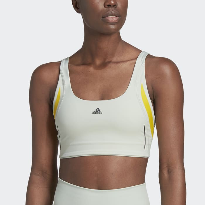 Yellow adidas top sports bra