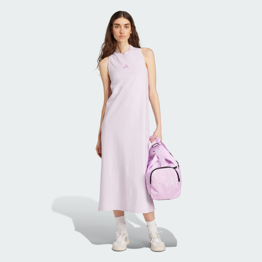 как выглядит adidas women Essentials 3-Stripes Long Racerback Dress фото