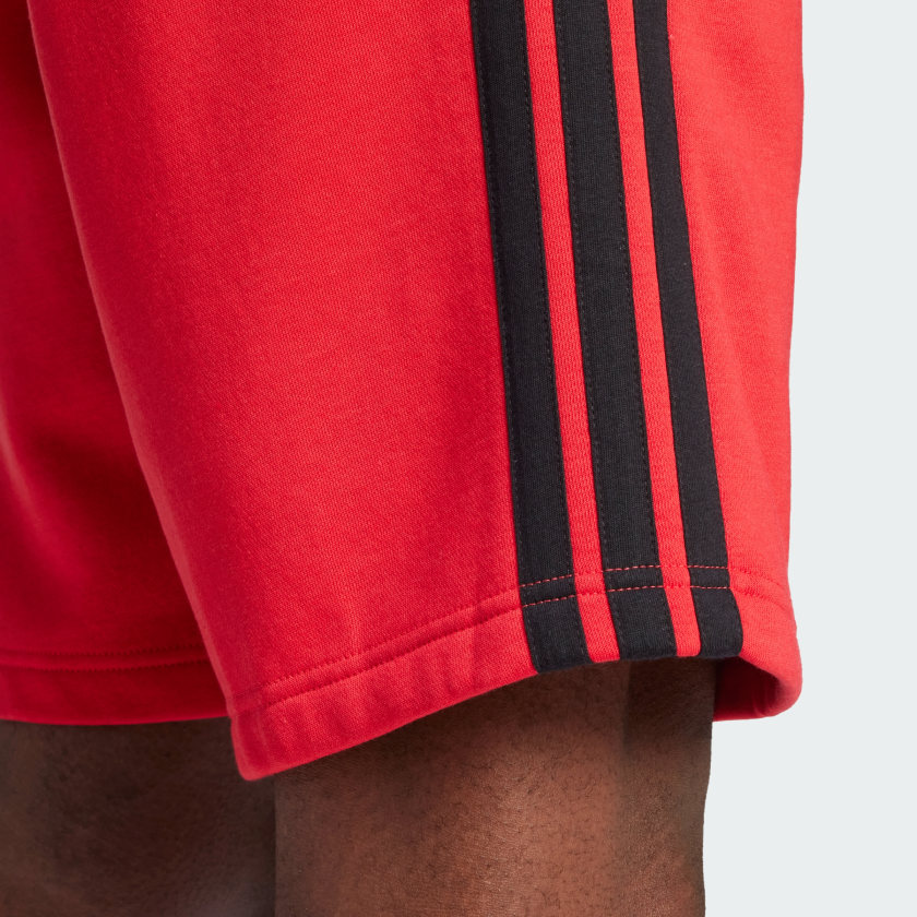 как выглядит adidas men Essentials 3-Stripes Fleece Shorts фото