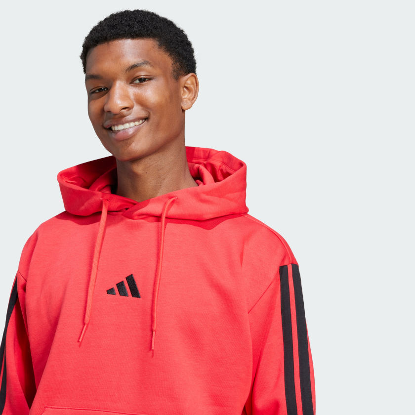 как выглядит adidas men Essentials 3-Stripes Fleece Hoodie фото