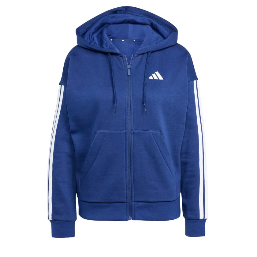 как выглядит adidas women Essentials 3-Stripes Full-Zip Fleece Hoodie фото