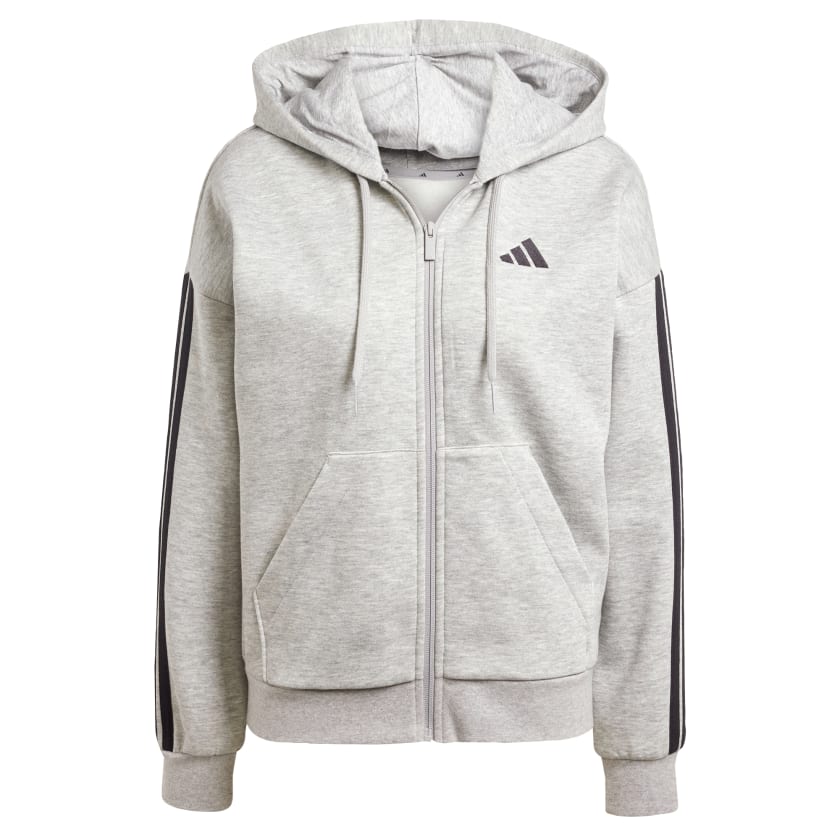 как выглядит adidas women Essentials 3-Stripes Full-Zip Fleece Hoodie фото