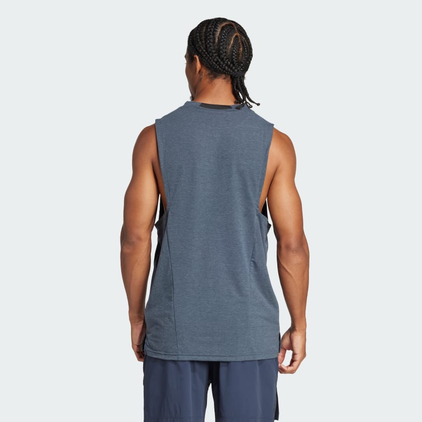 как выглядит adidas men Designed-for-Training 3-Stripes Tank Top фото