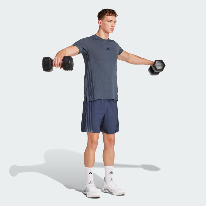 как выглядит adidas men Designed 4 Training 3-Stripes Tee фото