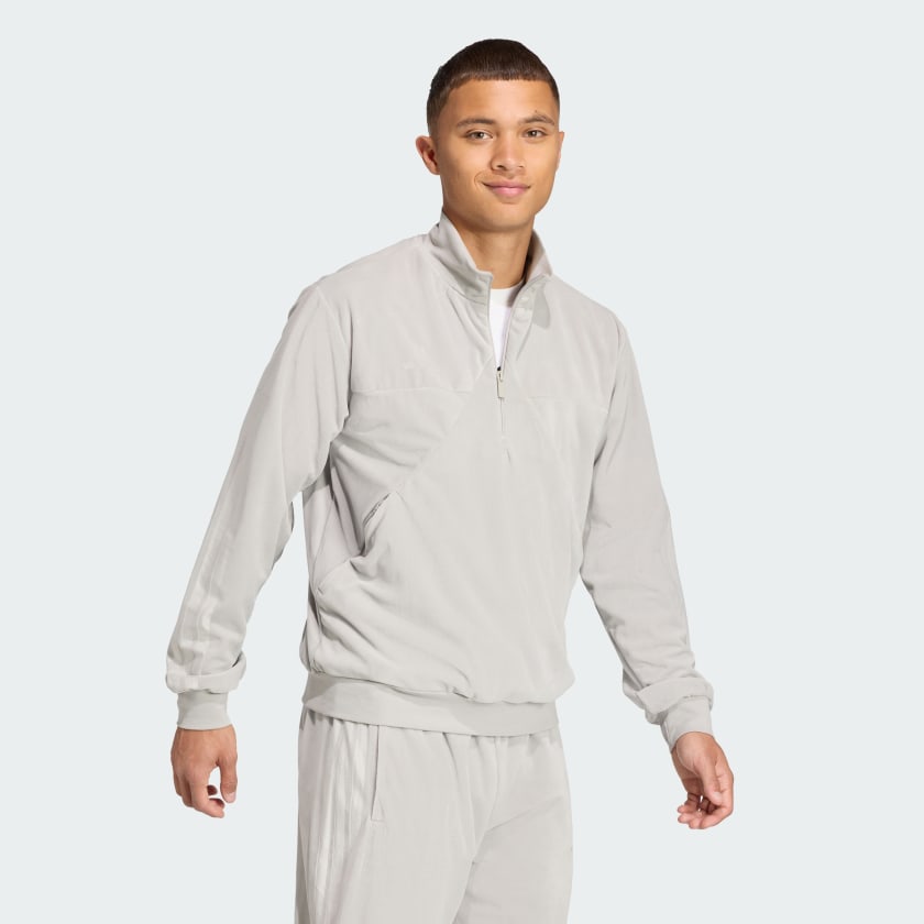 adidas men VELOUR HALF ZIP Track Top