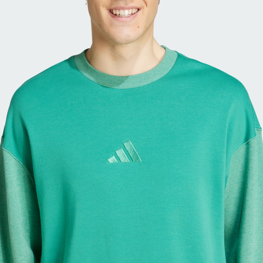 как выглядит adidas men All SZN French Terry Colorblock Crew Sweatshirt фото