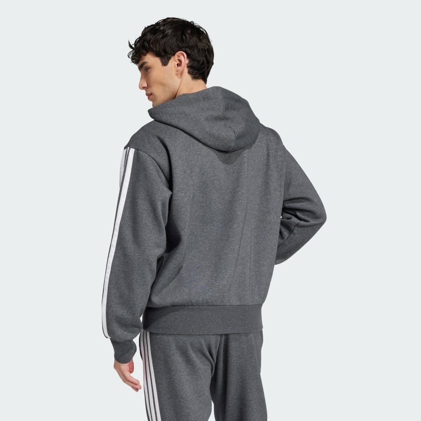 как выглядит adidas men Essentials 3-Stripes Fleece Hoodie фото