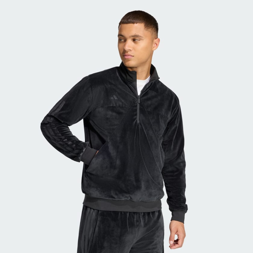 как выглядит adidas men VELOUR HALF ZIP Track Top фото