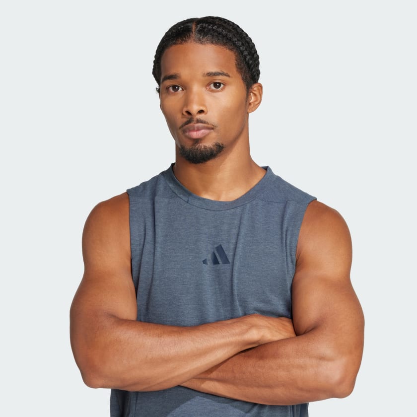 как выглядит adidas men Designed-for-Training 3-Stripes Tank Top фото