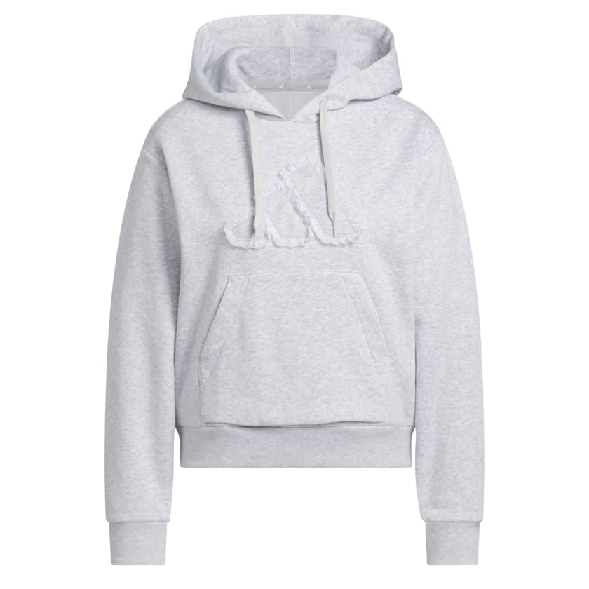 как выглядит adidas women Seasonal Essentials Ruffled Big Logo Graphic Hoodie фото