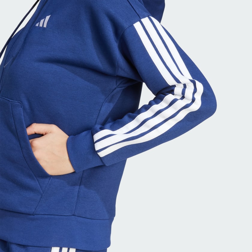 как выглядит adidas women Essentials 3-Stripes Full-Zip Fleece Hoodie фото
