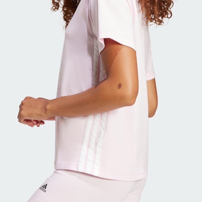 как выглядит adidas women Essentials 3-Stripes Cotton Tee фото
