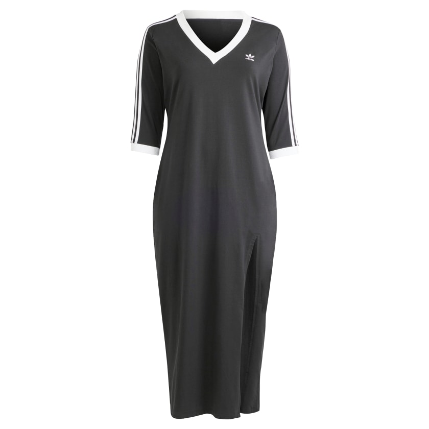 как выглядит adidas women Adicolor Classics 3-Stripes V-Neck Maxi Dress Plus Size фото