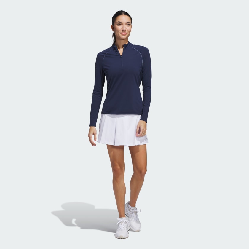 adidas women Ultimate365 Solid Quarter-Zip Mock Polo Shirt - Picture 11 of 14