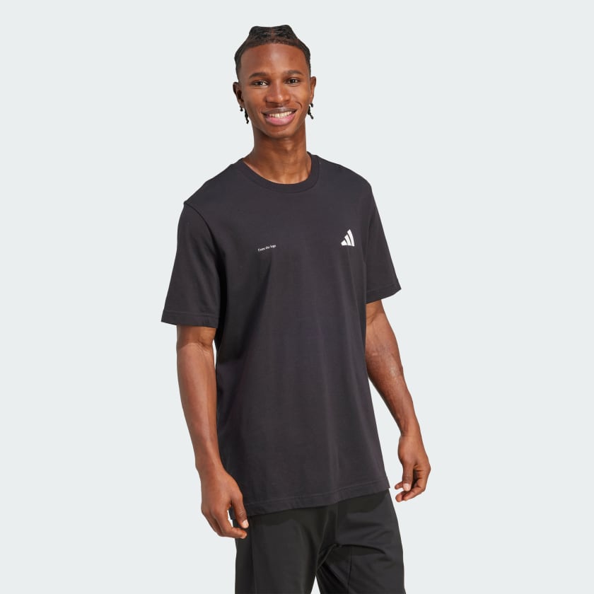 как выглядит adidas men Lens Power Of Three Hoop Graphic Tee фото