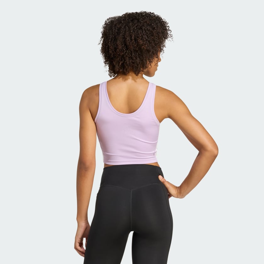как выглядит adidas women Train Essentials 3-Stripes Crop Tank Top фото