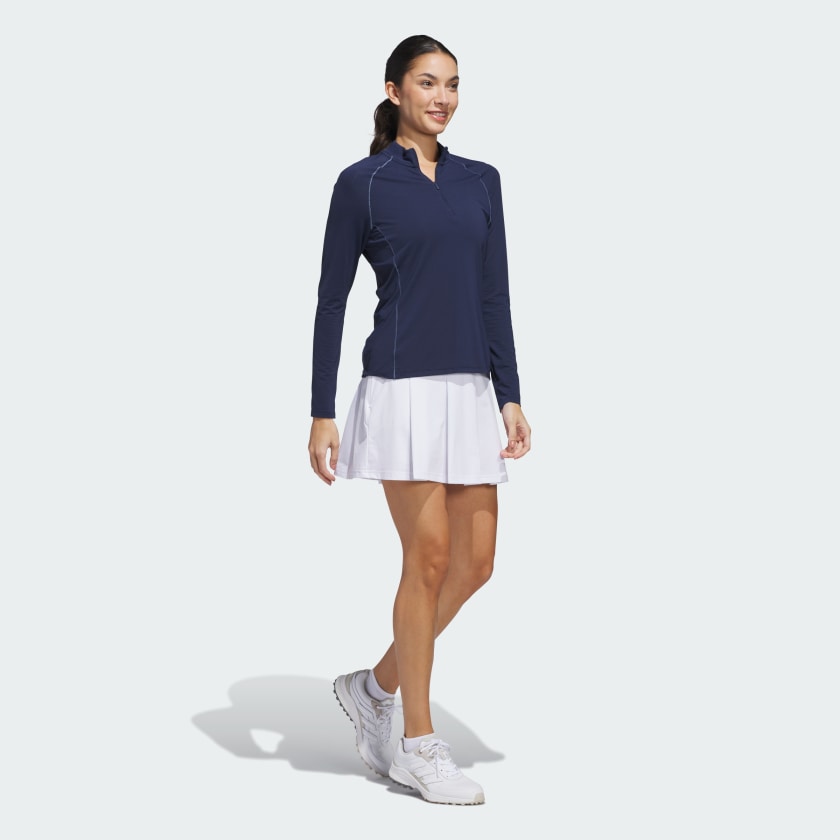 adidas women Ultimate365 Solid Quarter-Zip Mock Polo Shirt - Picture 10 of 14