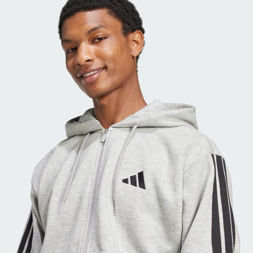 как выглядит adidas men Essentials 3-Stripes Fleece Hoodie фото