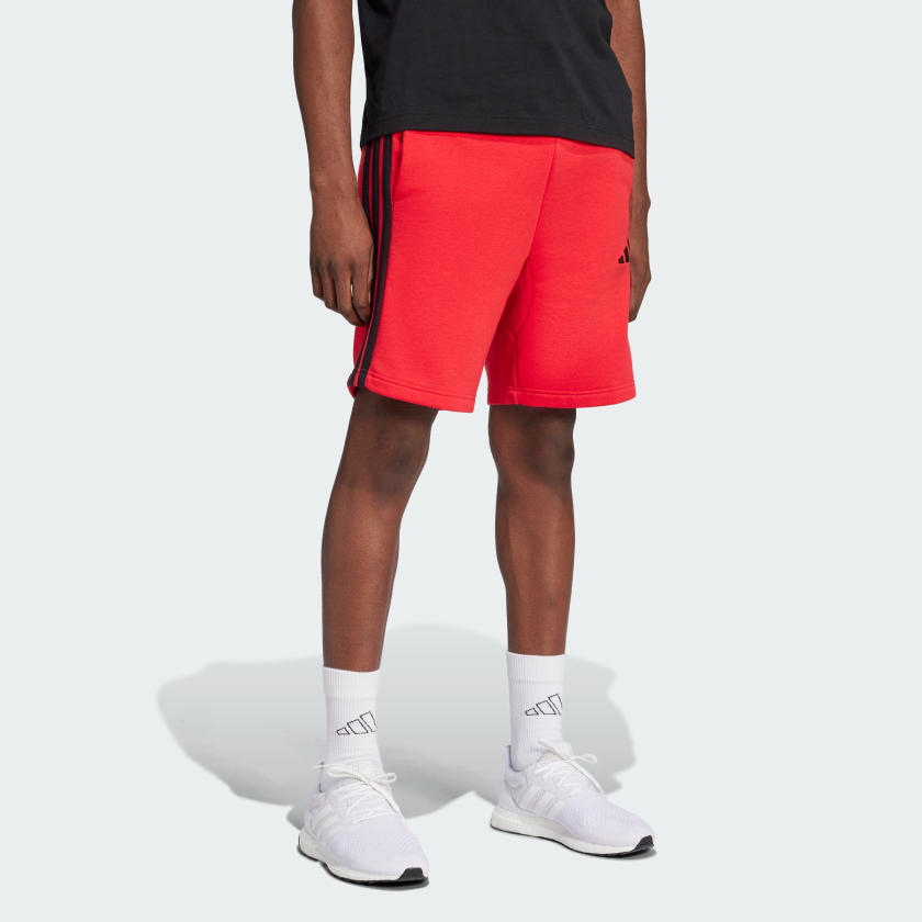 как выглядит adidas men Essentials 3-Stripes Fleece Shorts фото