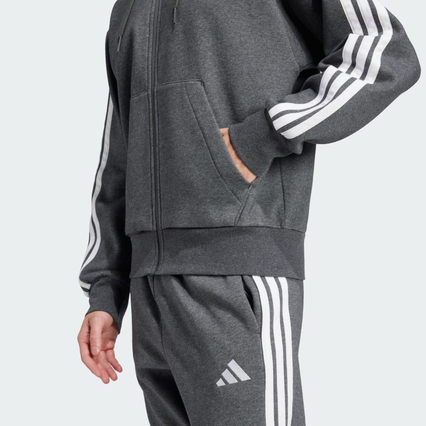 как выглядит adidas men Essentials 3-Stripes Fleece Hoodie фото