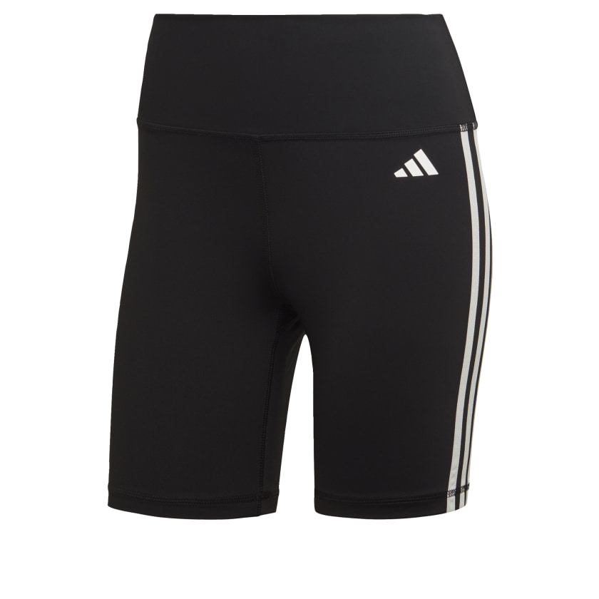 как выглядит adidas women Training Essentials 3-Stripes High-Waisted Short Leggings фото