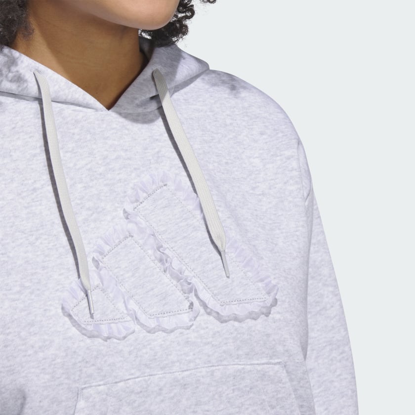как выглядит adidas women Seasonal Essentials Ruffled Big Logo Graphic Hoodie фото
