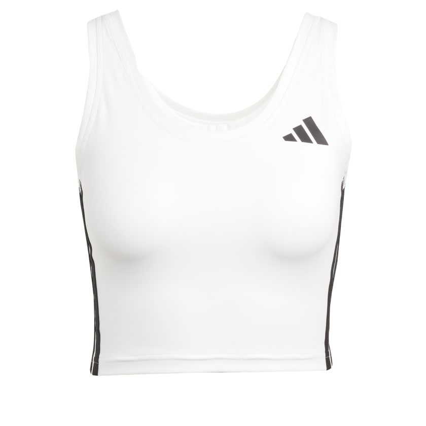 как выглядит adidas women Train Essentials 3-Stripes Crop Tank Top фото