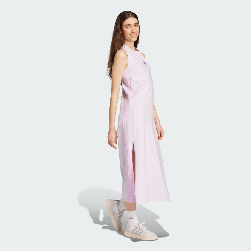 как выглядит adidas women Essentials 3-Stripes Long Racerback Dress фото