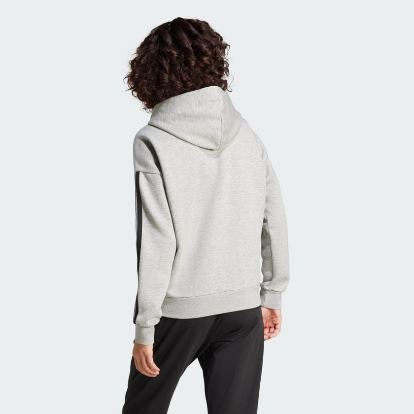 как выглядит adidas women Essentials 3-Stripes Full-Zip Fleece Hoodie фото
