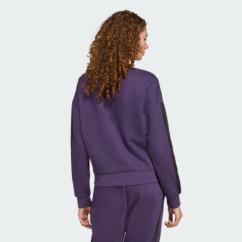 как выглядит adidas women Essentials 3-Stripes Fleece Sweatshirt фото