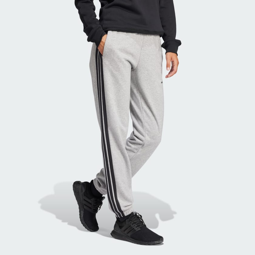 как выглядит adidas women Essentials 3-Stripes French Terry Cuffed Pants фото