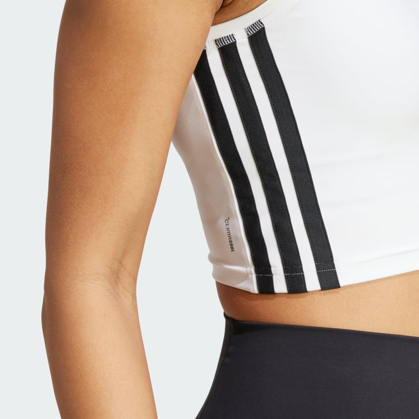 как выглядит adidas women Train Essentials 3-Stripes Crop Tank Top фото