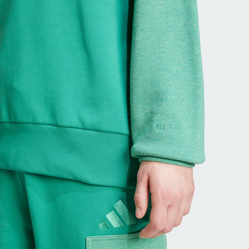 как выглядит adidas men All SZN French Terry Colorblock Crew Sweatshirt фото