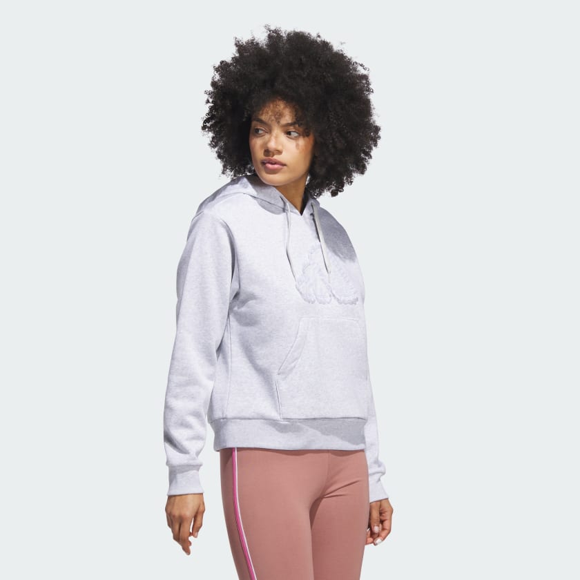 как выглядит adidas women Seasonal Essentials Ruffled Big Logo Graphic Hoodie фото