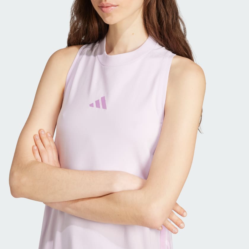 как выглядит adidas women Essentials 3-Stripes Long Racerback Dress фото