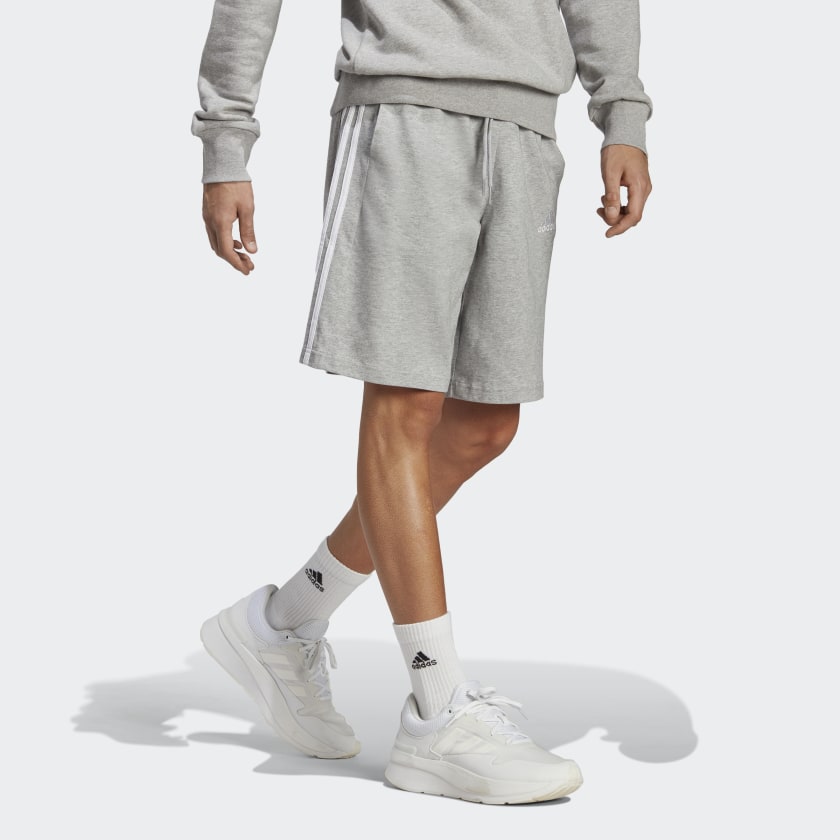 как выглядит adidas men Essentials Single Jersey 3-Stripes Shorts фото