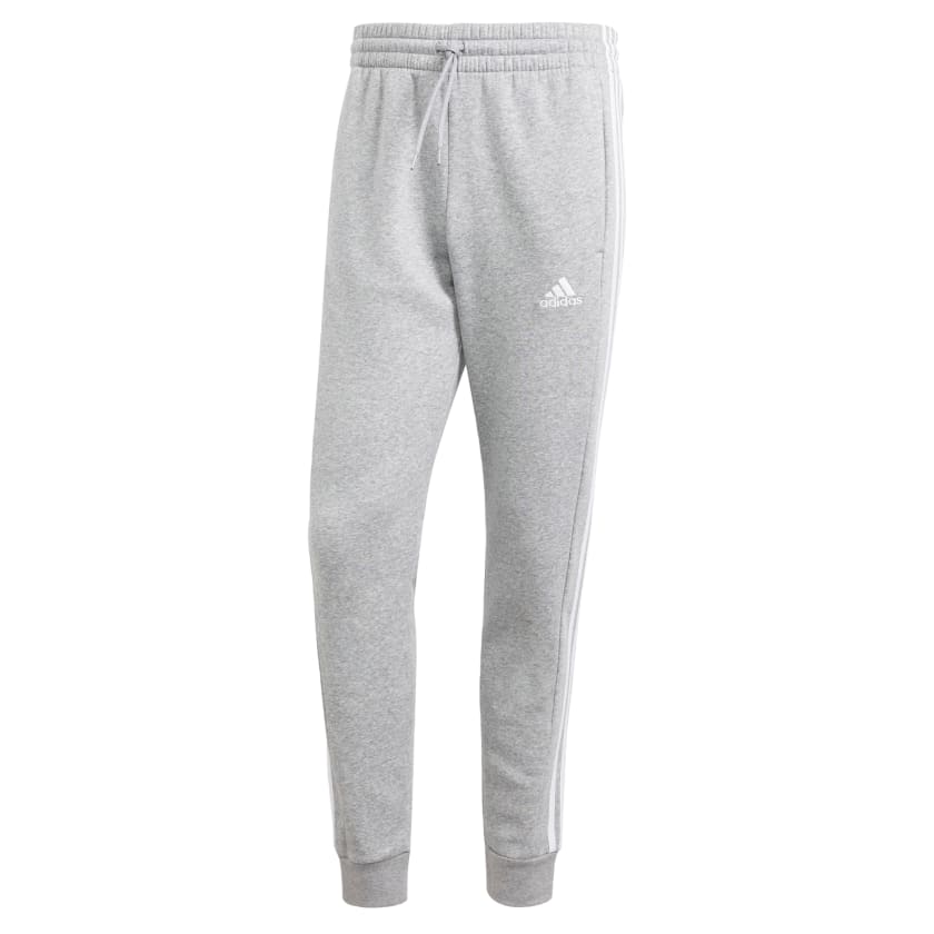 как выглядит adidas men Essentials Fleece 3-Stripes Tapered Cuff Pants фото