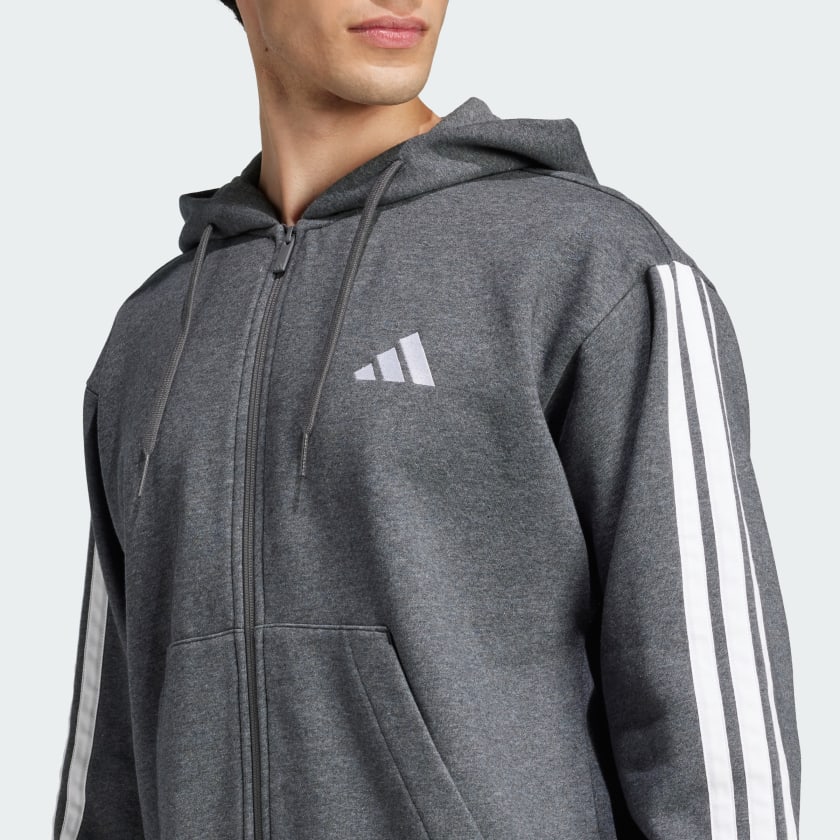 как выглядит adidas men Essentials 3-Stripes Fleece Hoodie фото