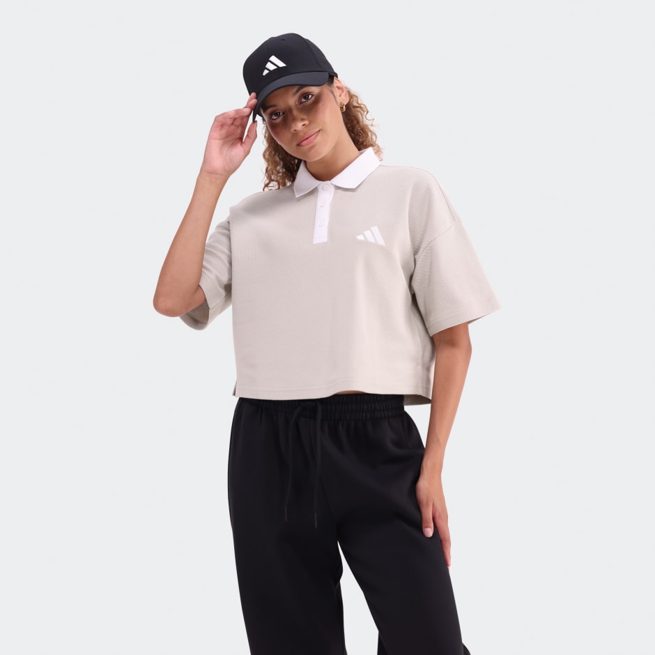 adidas Cropped Piqué Polo Shirt