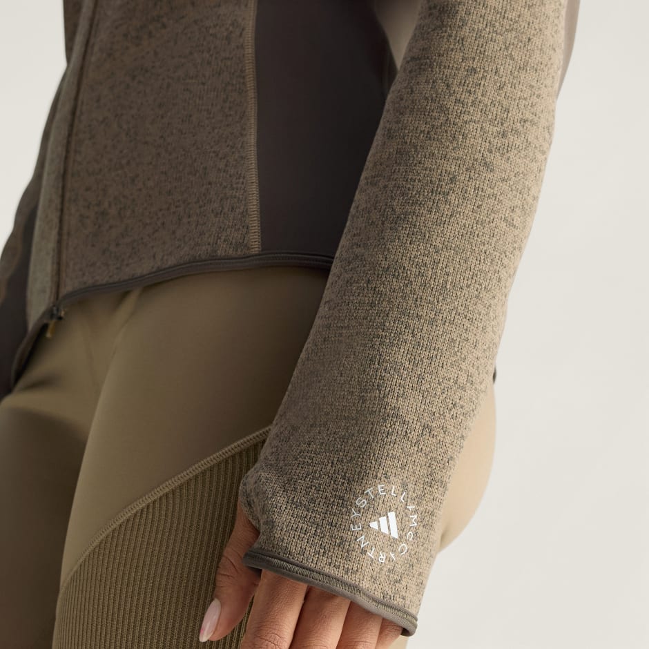 Strat intermediar de alergare adidas by Stella McCartney CLIMAWARM cu fermoar de sus p&acirc;nă jos