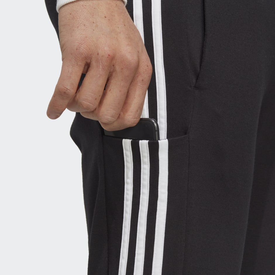 adidas Essentials Single Jersey Tapered Open Hem 3-Stripes Pants - Black |  adidas KW