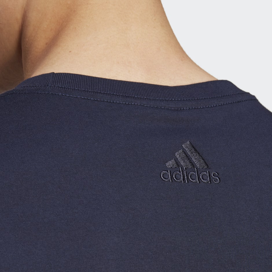 Tricou Essentials cu logo brodat liniar din tricot simplu