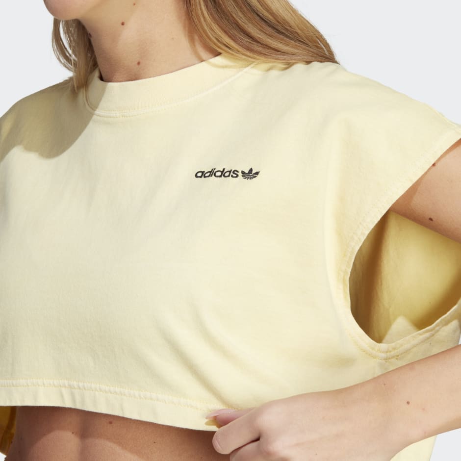 Women's Clothing - Muscle Crop Top - Yellow | adidas Bahrain