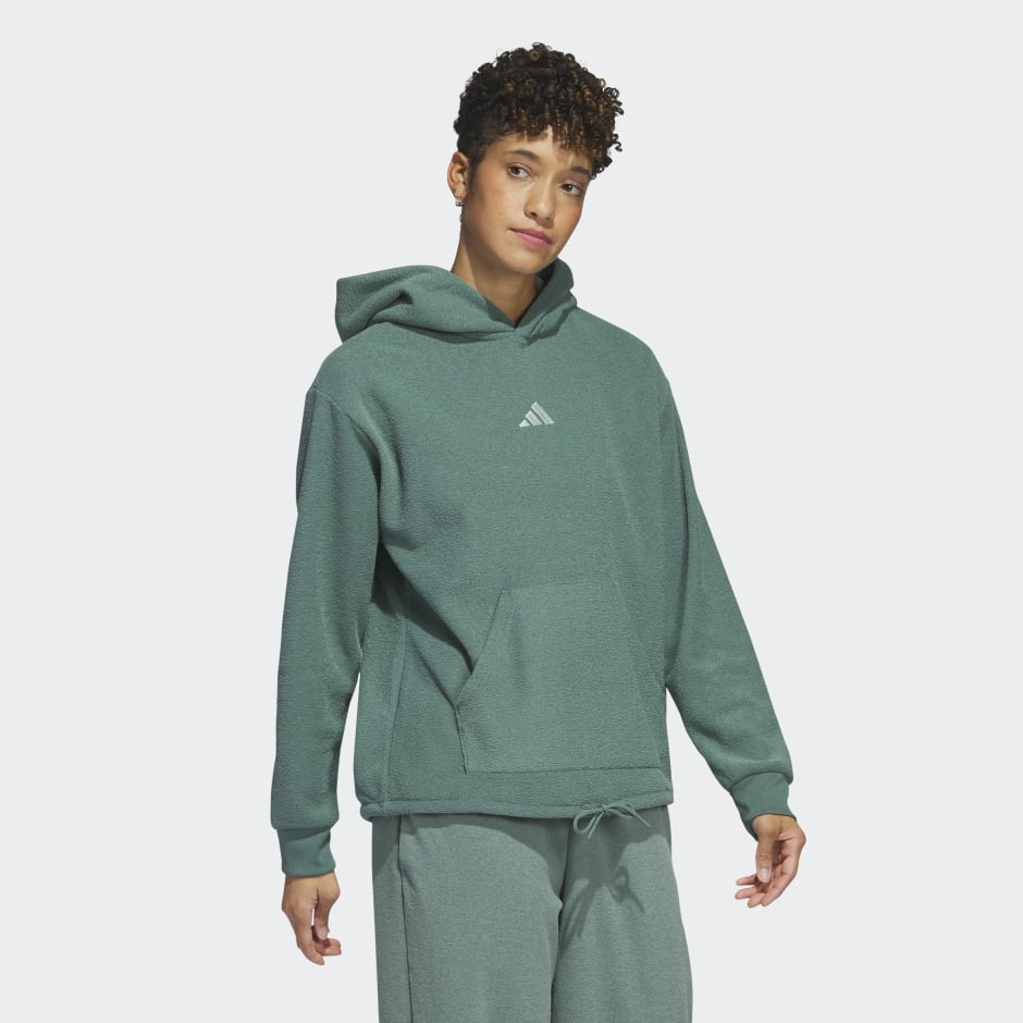 Adidas Center Logo Ultimate Hoodie Green Activewear Sweatshirt Pullover  Small