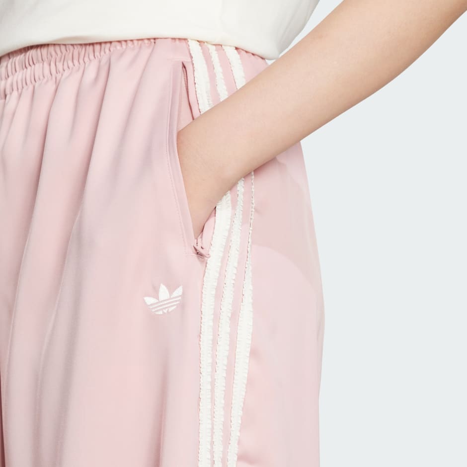 بنطال adidas Originals Satin Wide Leg Ruffle 3-Stripes