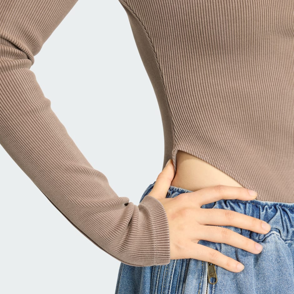 BODY ESSENTIALS RIB CU M&Acirc;NECĂ LUNGĂ WASHED